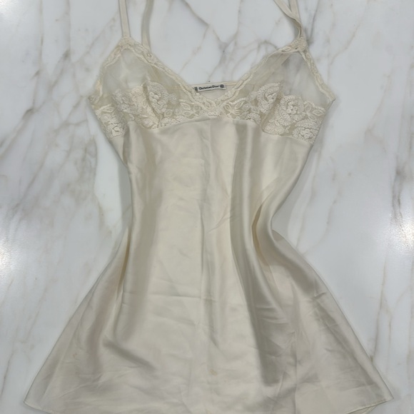 Vintage Christian Dior Lingerie Top/Short Night Dress Lace Cream - Picture 1 of 5